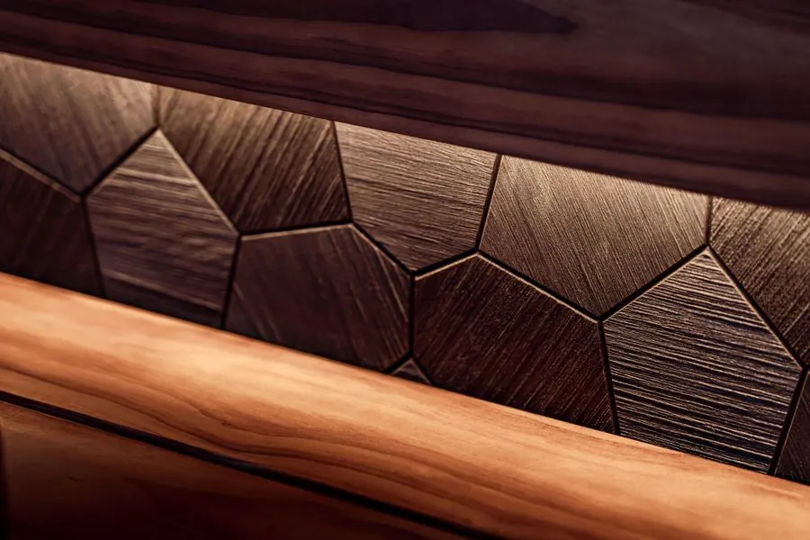 Warm wood panelling in soft light